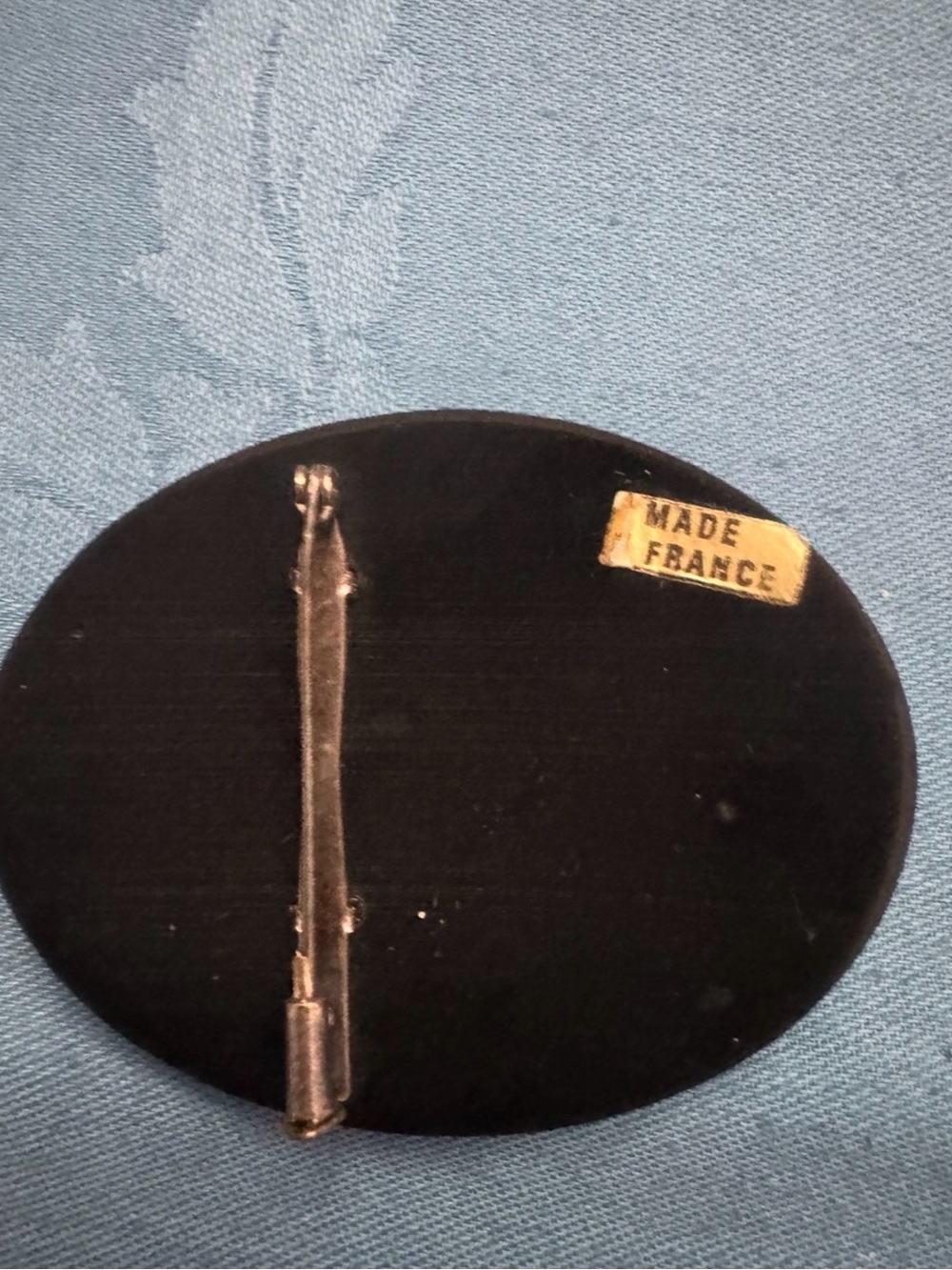 Black Oval Brooch Pin - Made in France